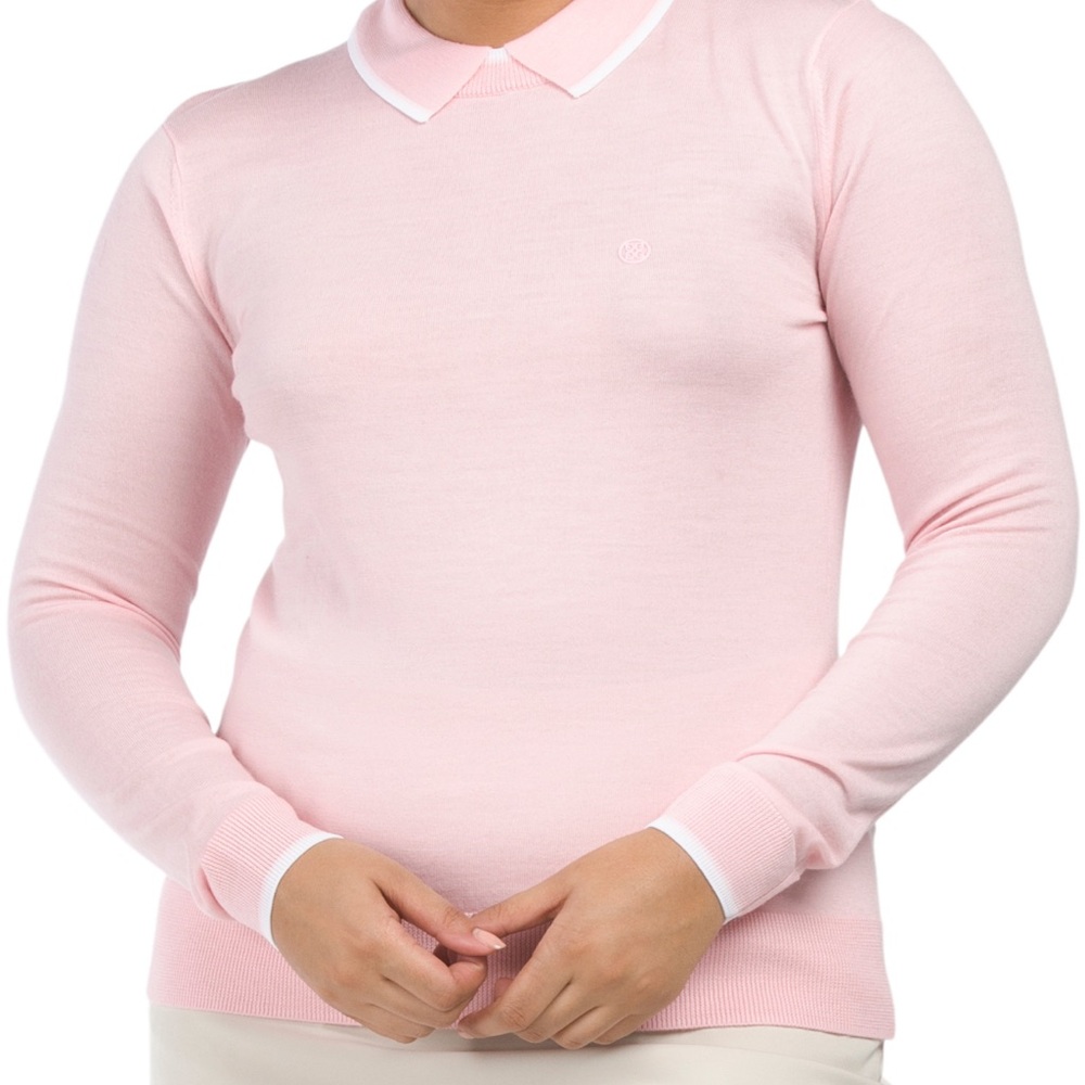 G/FORE Women's Light Pink Wool Layered Polo Collared Sweater Xs